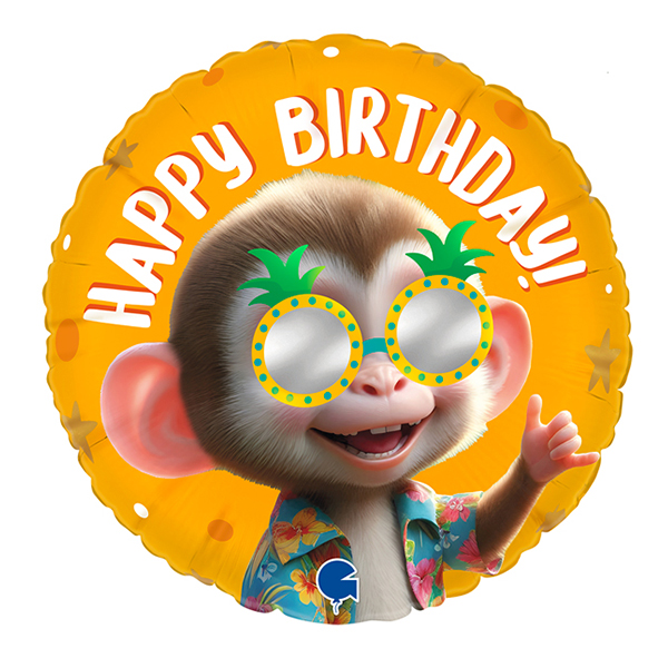 (image for) 18" Cool Monkey Happy Birthday Foil Balloons
