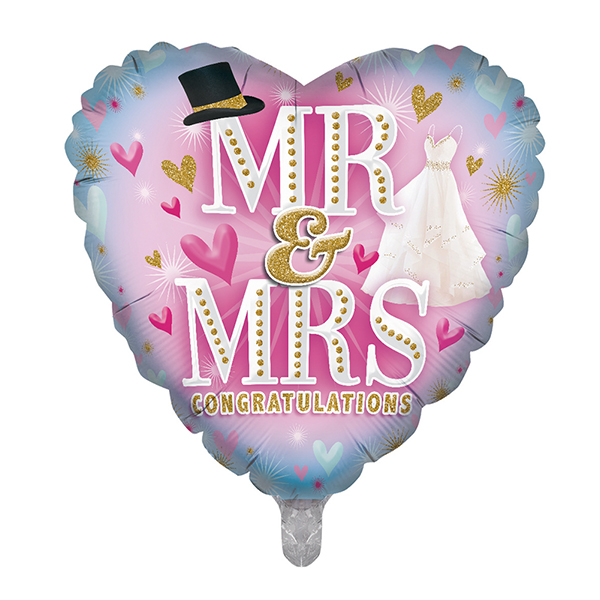 (image for) 18" Mr & Mrs Congratulations Foil Balloons