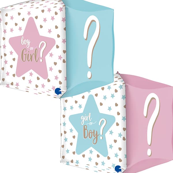 15" Gender Reveal Square Foil Balloons
