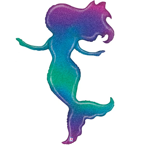 Glitter Mermaid Holographic Supershape Balloons