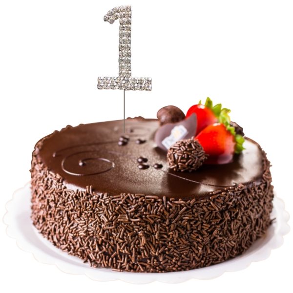 (image for) Silver Diamante Cake Topper Number 1