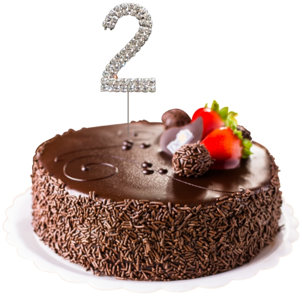 (image for) Silver Diamante Cake Topper Number 2