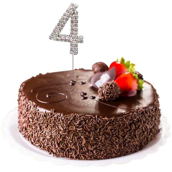 (image for) Silver Diamante Cake Topper Number 4