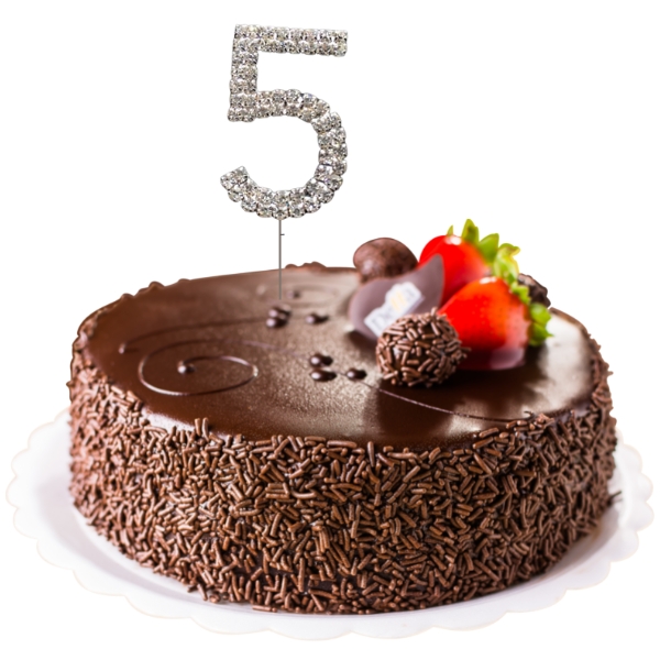 (image for) Silver Diamante Cake Topper Number 5