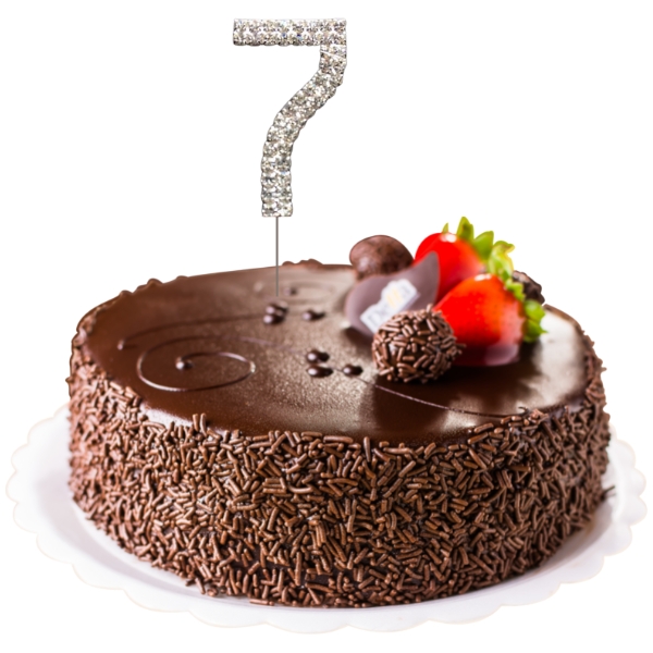 (image for) Silver Diamante Cake Topper Number 7