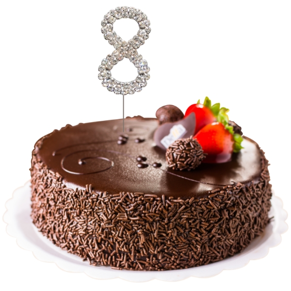 (image for) Silver Diamante Cake Topper Number 8