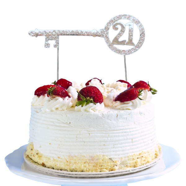 (image for) Silver Diamante Cake Topper 21 Key