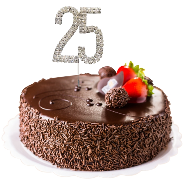 (image for) Silver Diamante Cake Topper Number 25