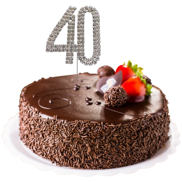 (image for) Silver Diamante Cake Topper Number 40