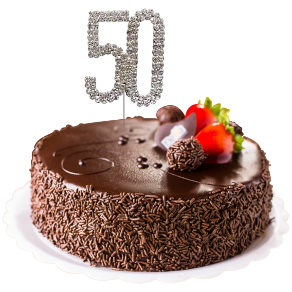 (image for) Silver Diamante Cake Topper Number 50