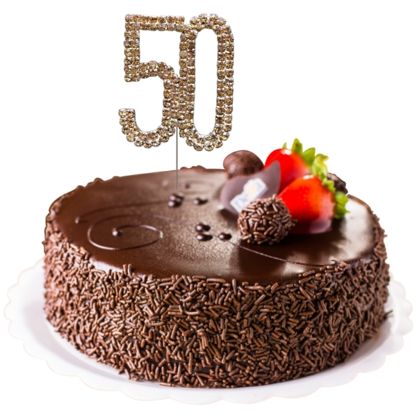 (image for) Gold Diamante Cake Topper 50