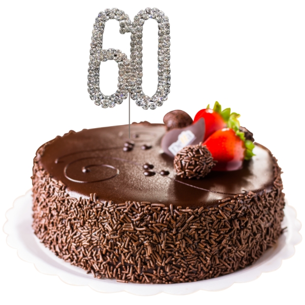 (image for) Silver Diamante Cake Topper Number 60