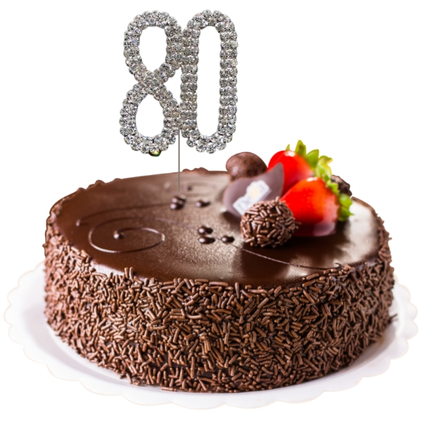 Silver Diamante Cake Topper Number 80