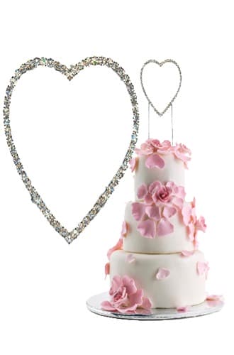 (image for) Silver Diamante Heart Shape Topper