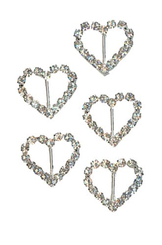 (image for) Silver Diamante Mini Heart Shape Buckle x5