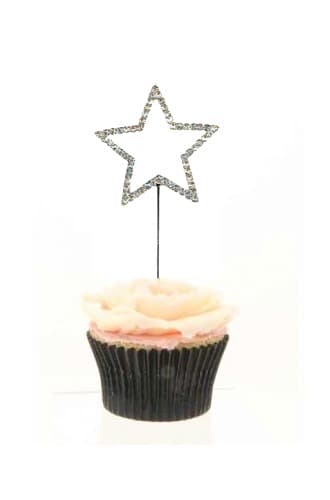 (image for) Silver Diamante Star Shape Cake Topper