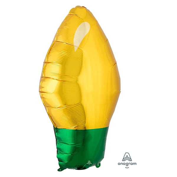 22" Gold Christmas Light Bulb Junior Supershape Balloons