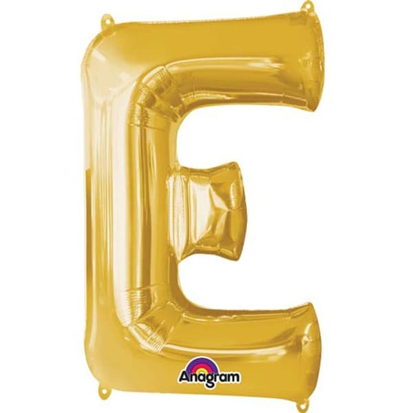 16" E Letter Gold Air Filled Balloons
