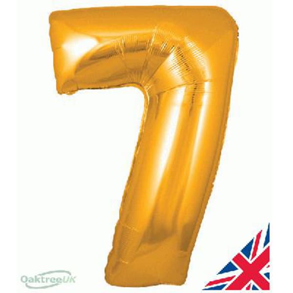 34" Oaktree Gold Number 7 Shape Balloons