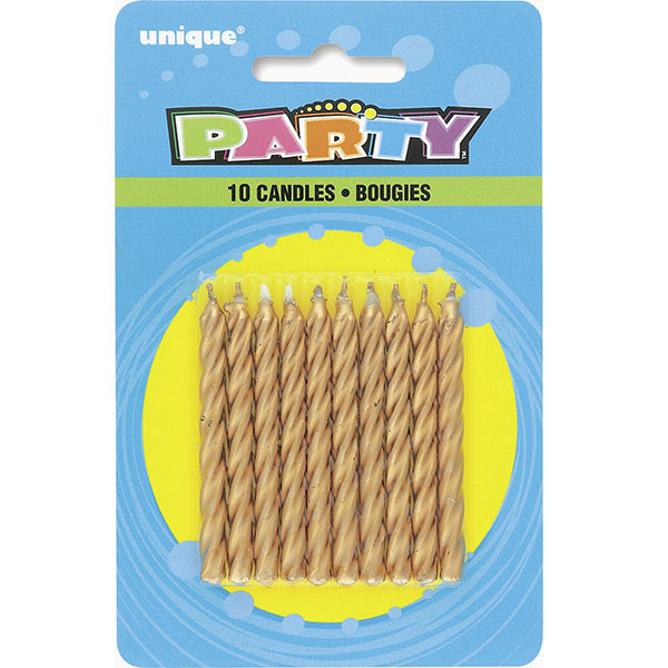 Gold Party Candles 10pk
