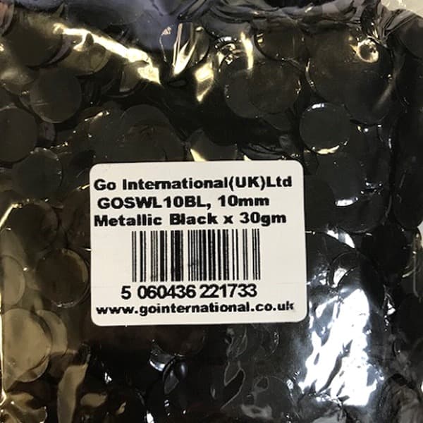 (image for) 10mm Metallic Black Circular Confetti 30g