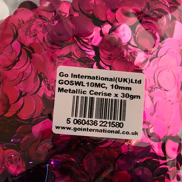 10mm Metallic Cerise Pink Circular Confetti 30g