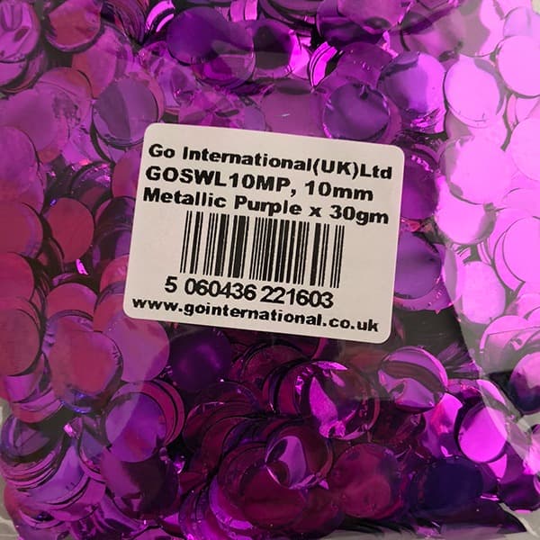 10mm Metallic Purple Circular Confetti 30g