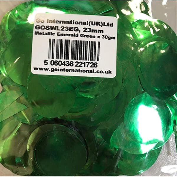 (image for) 23mm Metallic Emerald Green Circular Confetti 30g