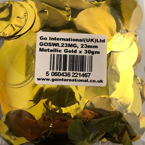 23mm Metallic Gold Circular Confetti 30g