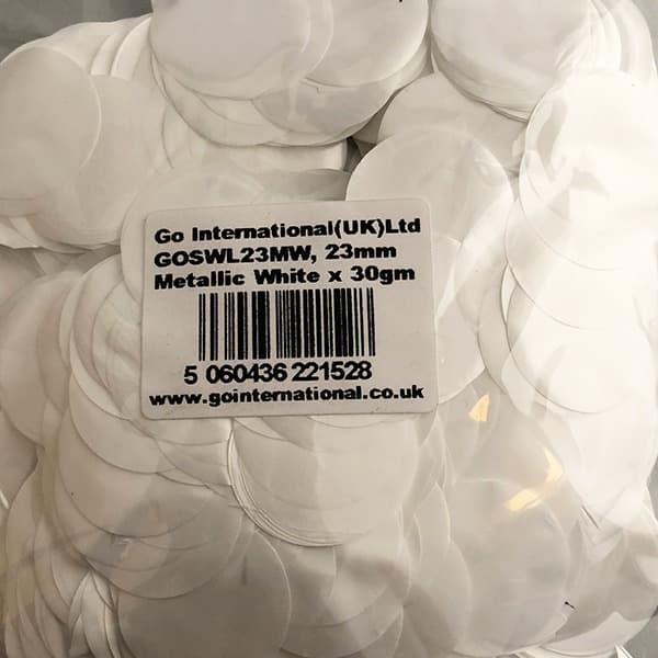 23mm Metallic White Circular Confetti 30g
