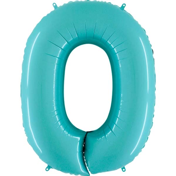 40" Grabo Pastel Blue Number 0 Supershape Balloons