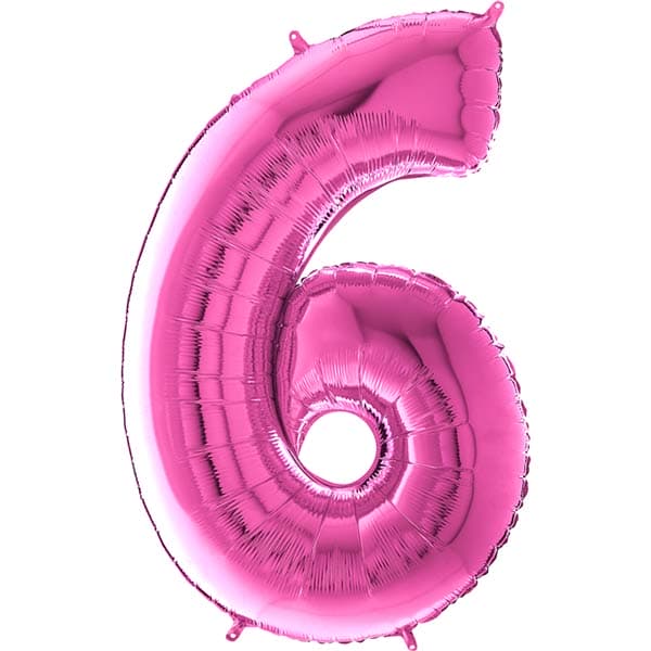 (image for) 26" Grabo Fuchsia Pink Number 6 Shape Balloons