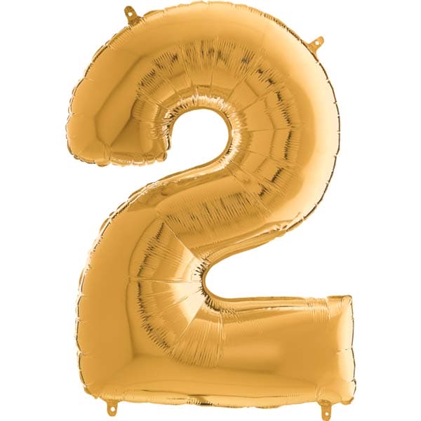 26" Grabo Gold Number 2 Shape Balloons