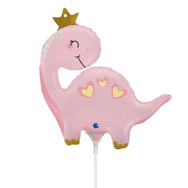 14" Pink Dinosaur Mini Air Fill Foil Balloons