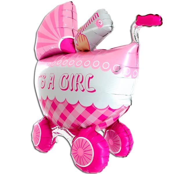 3D Its A Girl Buggy Shape Balloons
