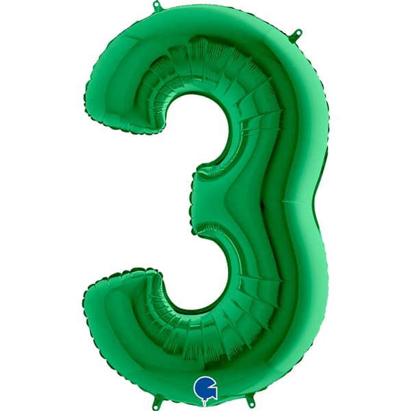 40" Grabo Green Number 3 Supershape Balloons