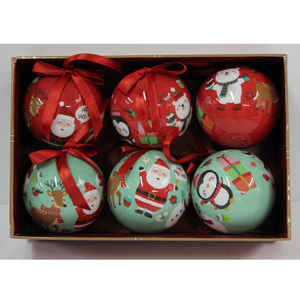 (image for) Green And Red Christmas Baubles 6 Pack