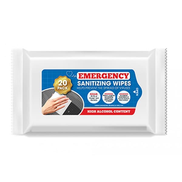 (image for) Emergency Sanitizing Wipes 20 Pack
