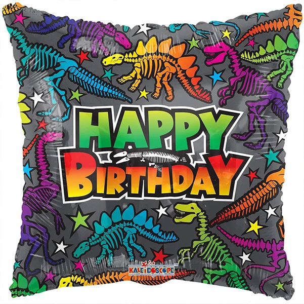 18" ECO Happy Birthday Dino Fossils Foil Balloons