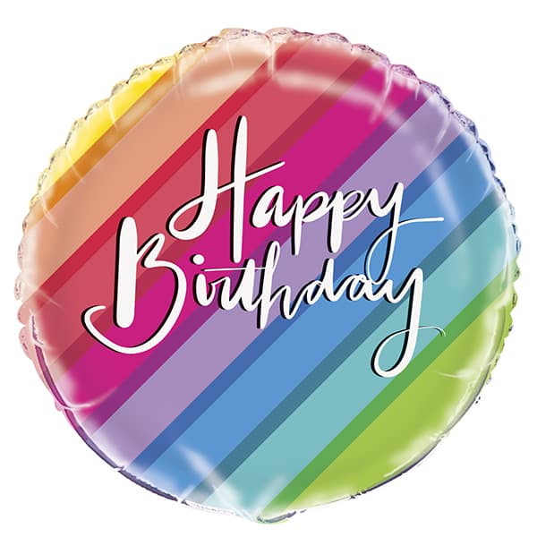 18" Happy Birthday Rainbow Foil Balloons