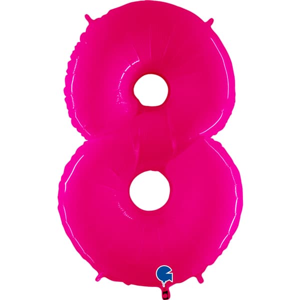 40" Grabo Hot Pink Shiny Number 8 Supershape Balloons