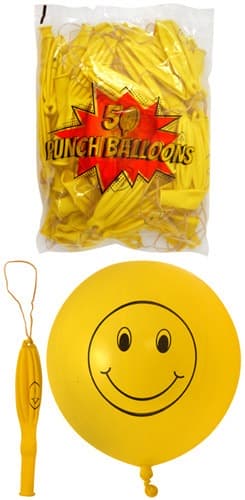 18" Smile Face Printed Punch Ball Balloons 50pk