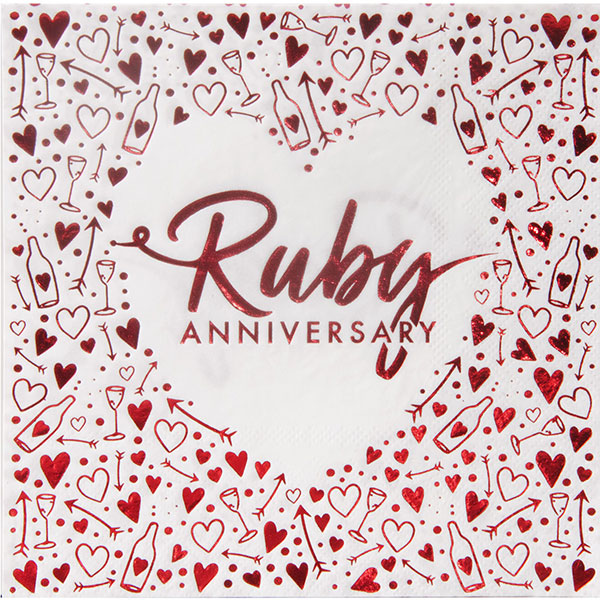 (image for) Ruby Anniversary Lunch Napkins 16pk