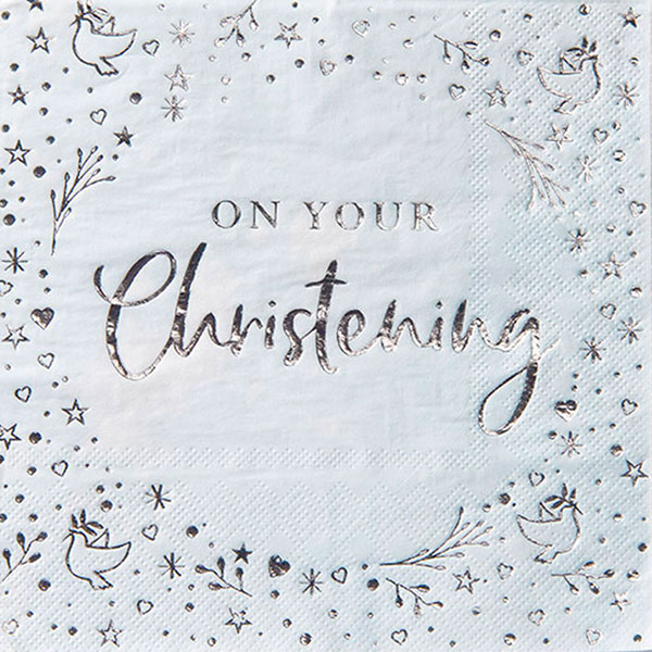 Blue On Your Christening Lunch Napkins 16pk