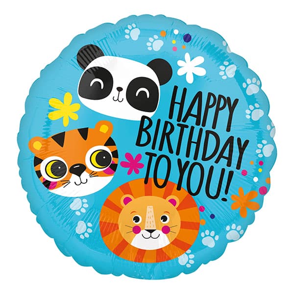 (image for) 18" Lion Tiger & Panda Birthday Foil Balloons