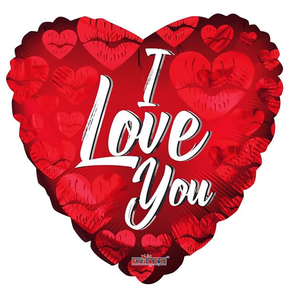 18" I Love You Kisses Matt Foil Balloons
