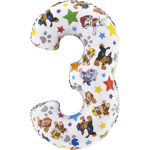 (image for) 26" Paw patrol Age 3 Supershape Number Balloons