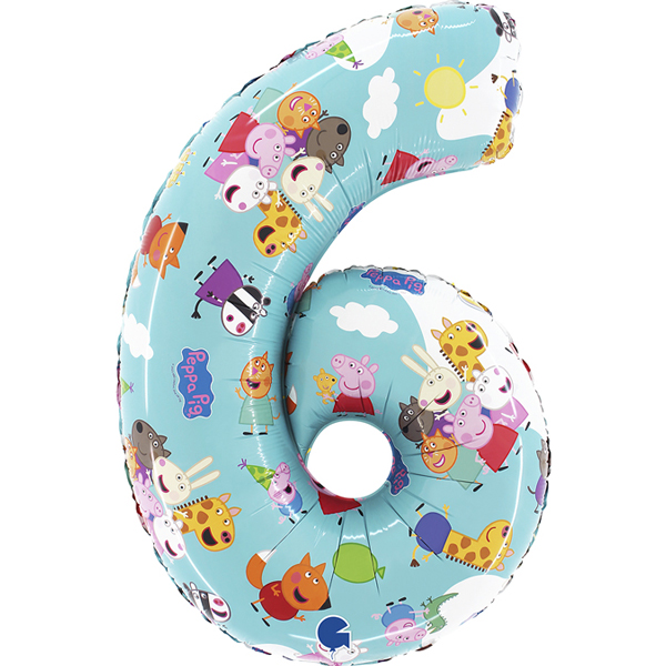 26" Peppa Pig Age 6 Supershape Number Balloons