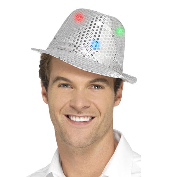 Silver Light Up Sequin Trilby Hats