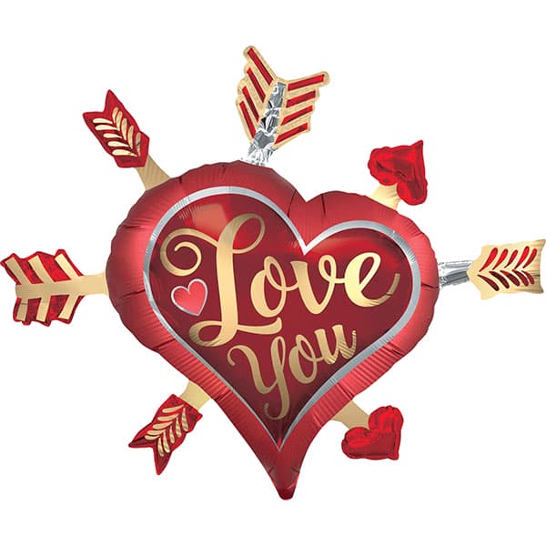 Satin Infused Love You Arrows Supershape Foil Balloons